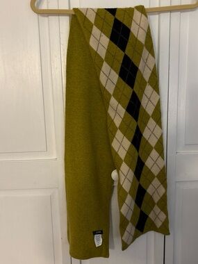 J. Crew Olive and Cream Argyle V-Neck Sweater